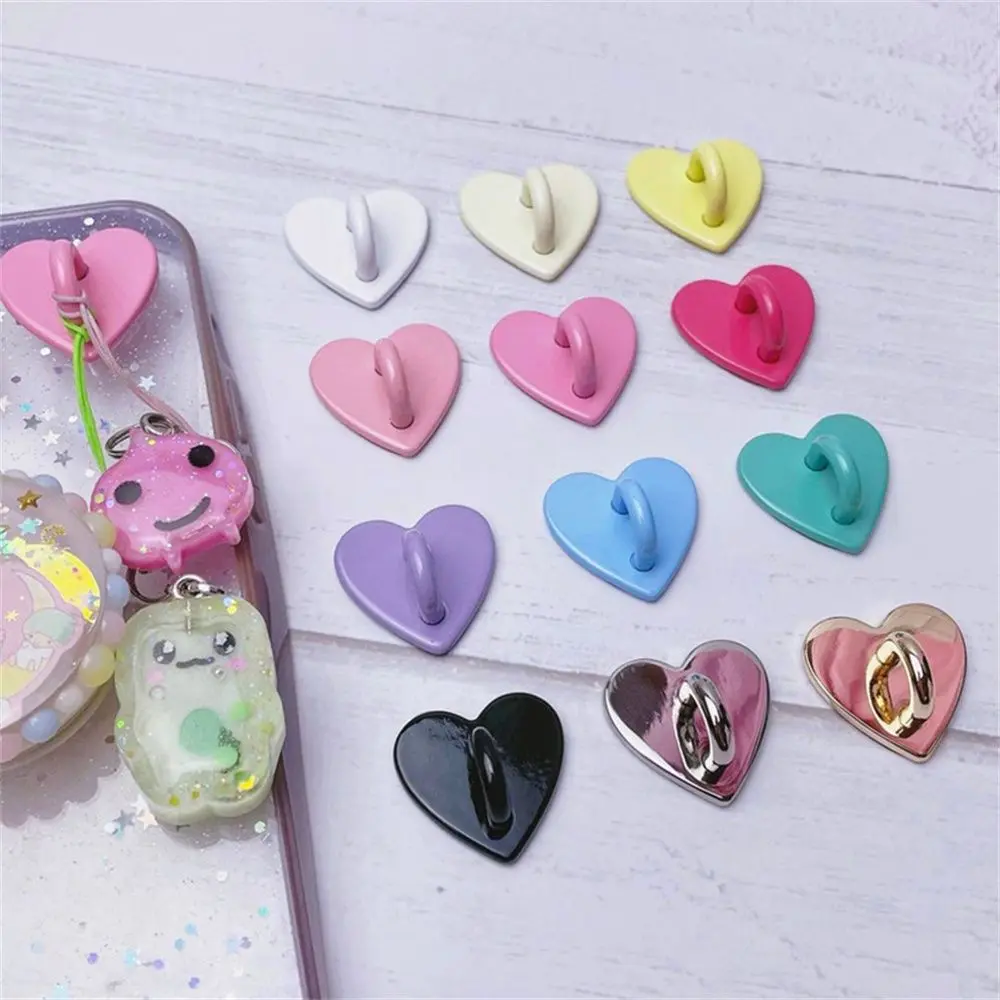 Cangkuk pelekat Kawaii untuk rantai kunci KPOP, Pemegang cengkaman logam untuk telefon, Pesona untuk telefon, cincin jari Sarung, pendirian telefon, pengapit telefon, cincin jari jantung, 2 keping