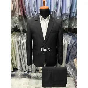 jas wedding jas nikah jas pengantin jas pernikahan jas kantor jas tailor model korean slim fit semi woll HITAM DOFF ( BONUS COVER JAS )