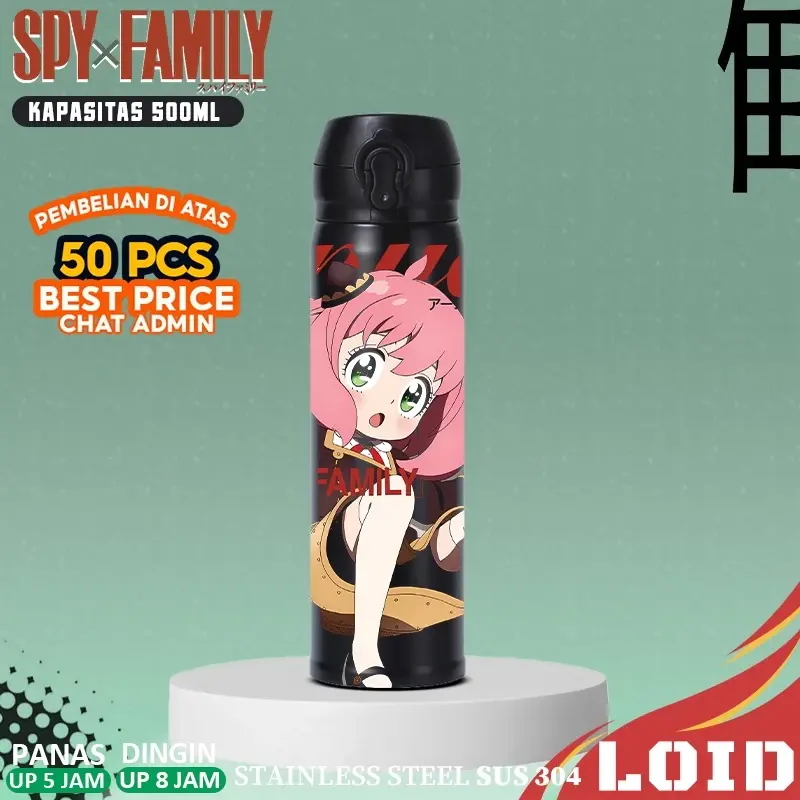 Botol Minum Custom Tumbler ANIME Jujutsu Kaisen Demon Slayer SPY X Family Vacuum Tumbler 3