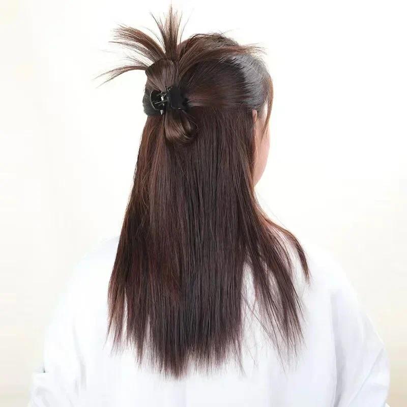 Product Introduction of Kẹp Tóc Giả Nửa Buộc, Dành Cho Nữ, Kẹp Tóc Càng Cua, Đầu Quả Cầu Lông Vũ Kiểu Tóc Búi Lười, Kẹp Càng Cua, Kẹp Tóc Tóc Đuôi Ngựa Cao, Phụ Kiện Women 4