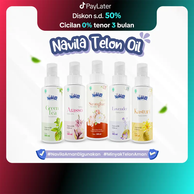 Navila Minyak Telon Wangi 100 ml untuk bayi balita baru lahir BPOM dan Halal MUI Arasso Saranghae Greentea Lavender Kasturi Telon Oil Bayi Menghangatkan telon 0