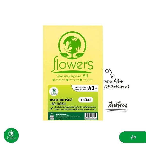 กระดาษการ์ดสี flowers A3+ 180 แกรม 50 แผ่น (Colors Card Paper)