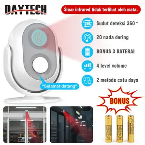 【TERLARIS】Daytech Alarm Pintu Sensor Infrared HW06 dengan BONUS 3 BATERAI 20 Jenis Musik & 4 Level Volume 0-120dB untuk Rumah & Toko Anti Maling Selamat Datang