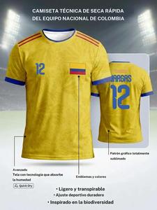 Camiseta de fútbol 2026 de la selección nacional de Colombia, camiseta de malla transpirable, de secado rápido y con evacuación de humedad, equipo de soporte con tejido técnico avanzado