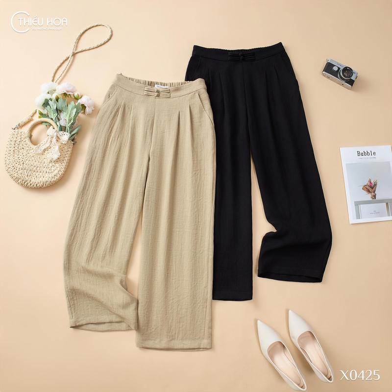  Quần Dài Đũi linen Hàn Nữ Trung Niên Thanh Lịch Trang Nhã tặng mẹ Thương Hiệu Thiều Hoa QD5X0425 