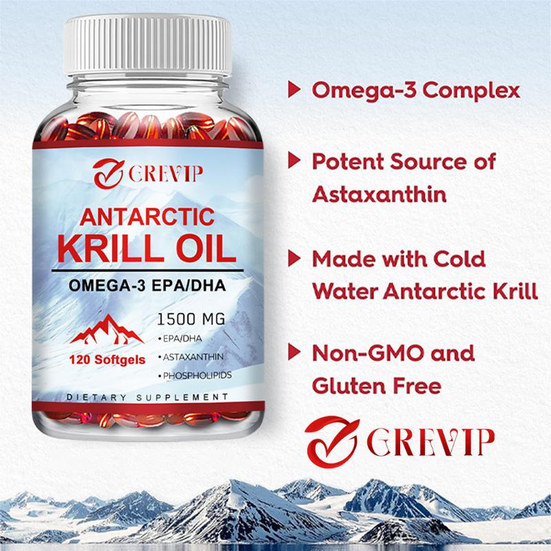 Product Introduction of Grevip-Minyak Krill Antartika-120 Kapsul/Botol-Astaxanthin-Omega-3 EPA, DHA-Fosfolipid-Non-GMO-Bebas Gluten-1500 mg 9