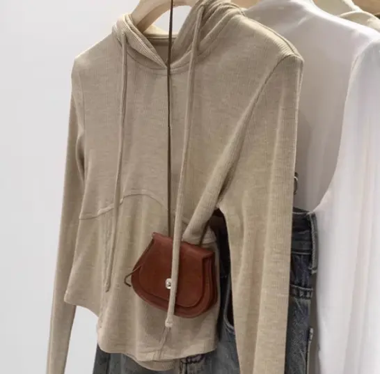 Hoodie Melar Lengan Panjang Oatmeal 1