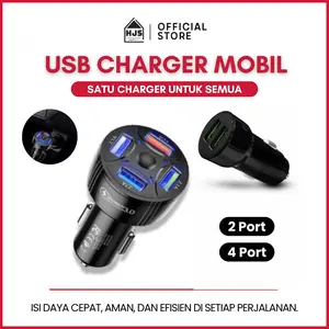 HJS Car Charger Colokan Charger Mobil 4 Ports 2.1A QC 3.0 Fast Charging / Charger Mobil 2 Ports LED