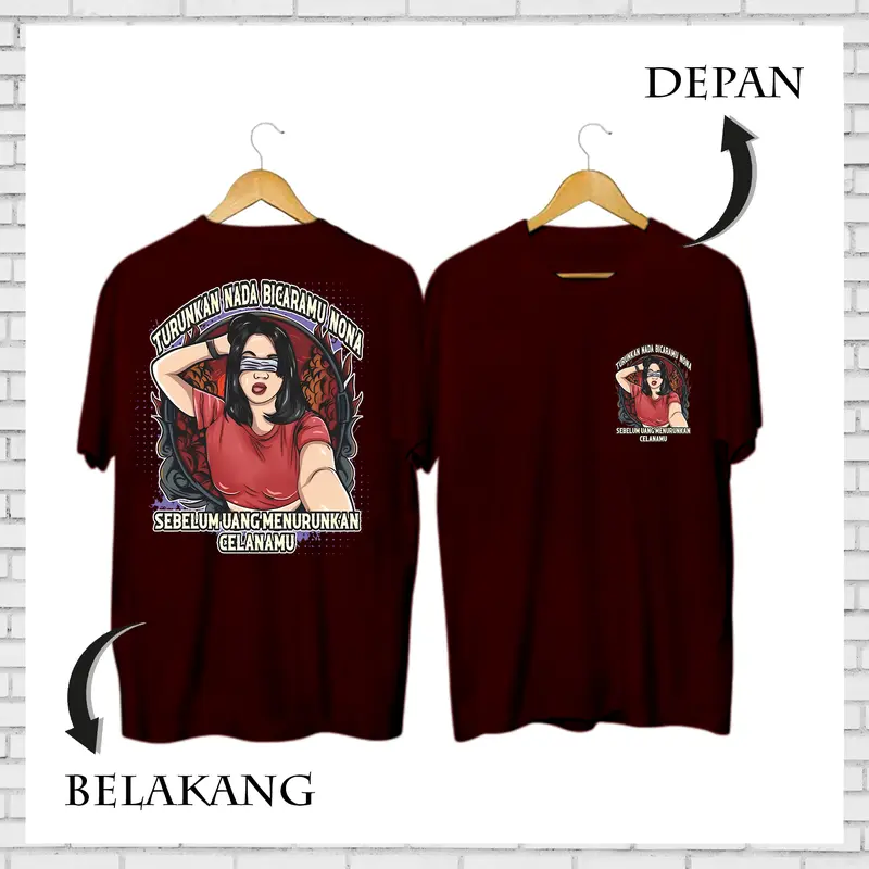 Kaos Dewasa Turunkan Nada Bicaramu Nona Kata-kata Lengan Pendek Keren dan Kekinian MT-02 Baju Distro Combed Pria Pasangan Panjang Oblong Nyaman Lembut Katun Wanita Tangan Atasan Hitam Celana Kerja Polos Couple Setelan 4