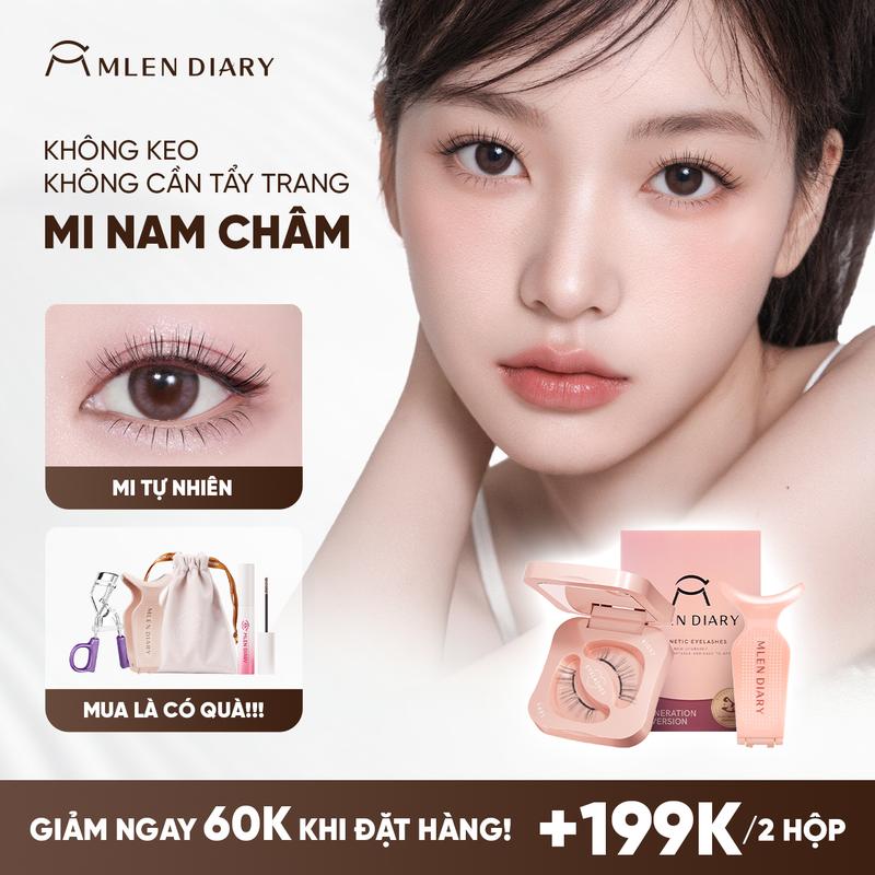 Mlen Diary - Mi Giả Nam Châm Mềm Mi Tự Nhiên Natural Eyelashes Lông Mi Giả Từ Tính An Toàn, Tái Sử Dụng, Chất Lượng Cao, Chuyên Nghiệp, Dễ Gắn, Dễ Sử Dụng, Tự Nhiên Và Nhẹ Nhàng
