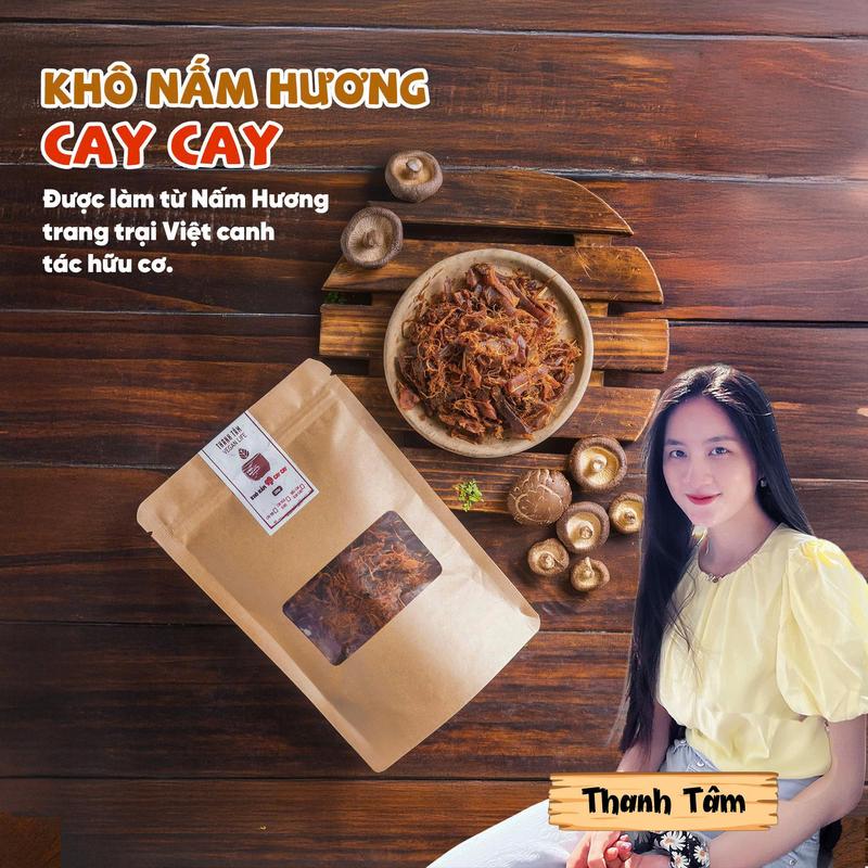 Khô Nấm Cay Cay - Làm từ nấm hương hữu cơ Phú Gia - Tiệm Chay Nhà Tâm