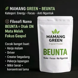 Mamang Green Beunta Original - Kopi Energy Focus Anti Ngantuk & Konsentrasi Lama untuk Kerja Malam Driver Creator dan Pekerja Lapangan Bubuk