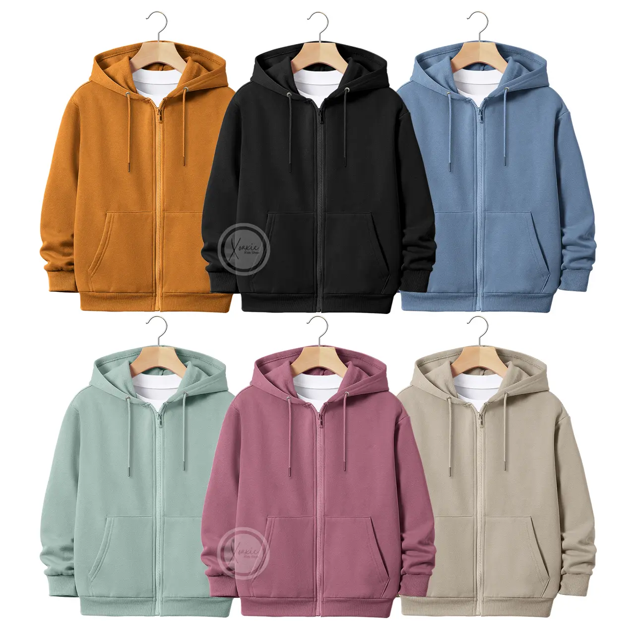 Jaket Hoodie Zipper Polos Anak Laki-laki/Perempuan Umur 3-13 Tahun Bahan Fleece Tebal Premium