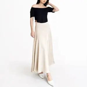 ZAYIDA - Satin Skirt - Rok Satin Slik Premium Midi Lenght Panjang Rok Slik korean Style Basic Wanita