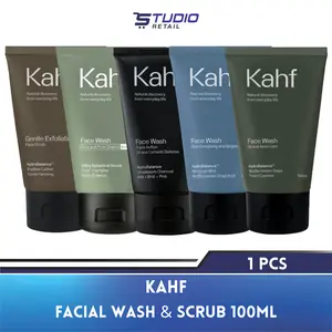 [ 1 Pcs 100ml ] Kahf Face Wash Scrub Facial Cleanser Sabun Pembersih Wajah Perawatan Muka Berjerawat Berminyak Pria 100 ml