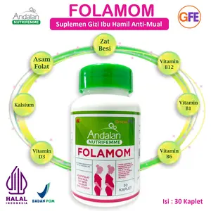Folamom Suplemen Zat Besi Asam Folat Kalsium Vitamin B D3 Andalan Ibu Hamil Anti Mual BPOM Halal