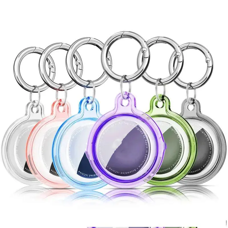 Waterproof Anti-lost Keychain Holder Transparent TPU Case for Apple Airtag Dog Cat Pet Collar Keys Tracker Protective Full Cover