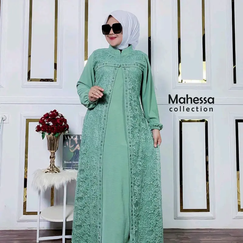 Jamia Gamis Sabyan Brukat Tulang Crinkle Airflow Premium Dress Cringkel Brokat Mewah Kondangan Swarovsky 2