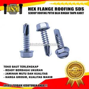 (100 PCS) Sekrup Roofing Putih #10x19 / Baut Baja Ringan 10x3/4" (2 CM)
