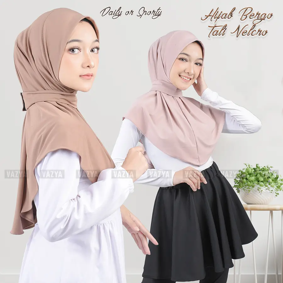 NEW INNVOVATION!!! Hijab Bergo Non Pad Tali Velcro Daily or Sporty