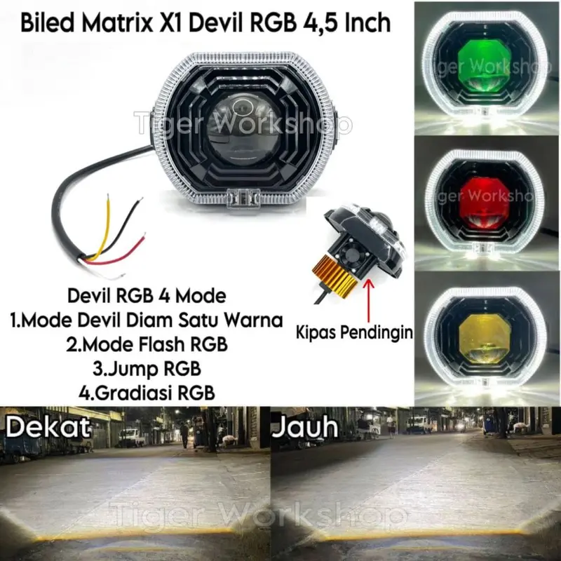 Projie Biled Matrix X1 Devil RGB 4,5INC Terbaru High Low Putih Body black plus kipas Premium Serius ZE9X PD03 C626 0