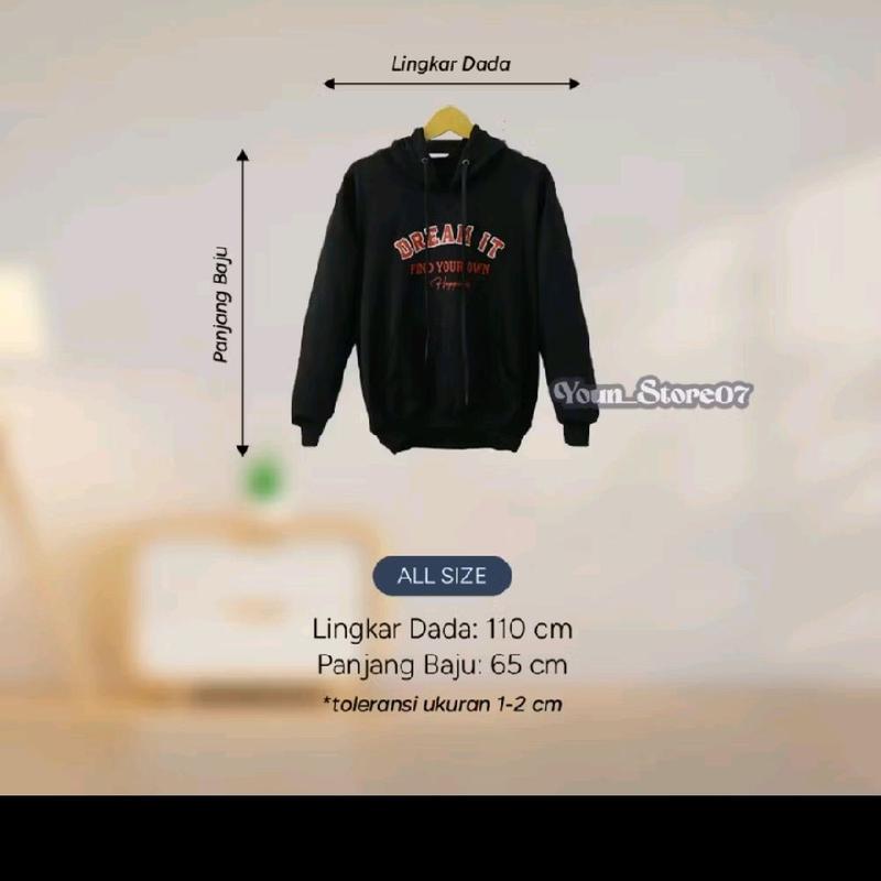 SWEATER HOODIE DREAM IT UNISEX SABLON DTF    Distro Fleece Digital 9