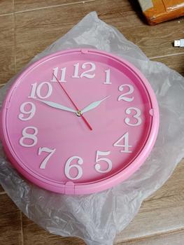 Product Review of Jam Dinding Polos Pink Minimalis Bulat Unik Murah Angka Timbul Bonus Baterai from t**y 0