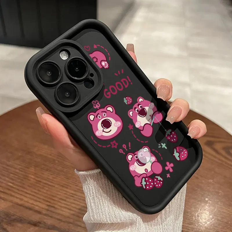 Casing Hp Samsung Galaxy A21S Case Menampilkan pola kartun beruang stroberi Silikon Cases anti drop Softcase Casing ponsel baru yang populer Kesing 3