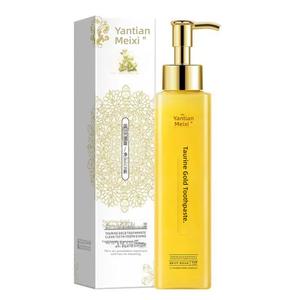 Taurine Gold Toothpaste For Teeth Whitening Stain Removal Fresh Breath Family Safe Press On Liquid Formula