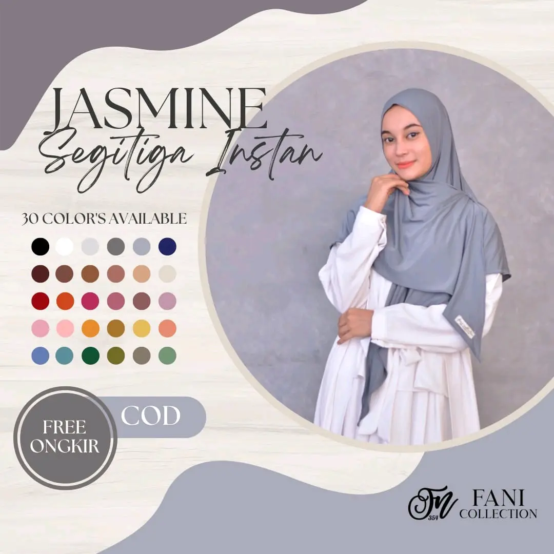 Jasmin Segitiga Instan/Segitiga Instan Jersey/Segitiga Malay/Pashmina Instan/Segitiga Instan Polos