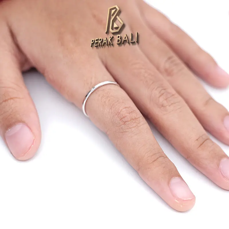Cincin Simple Perak 925 Asli Cincin Wanita Minimalist Kotak Plain 2