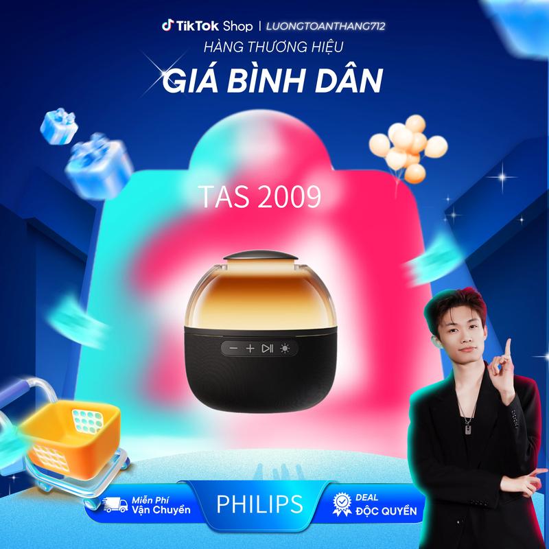 [LƯƠNG TOÀN THẮNG X PHILIPS] Philips TAS2009 Loa Bluetooth – Đèn LED RGB 360°, Âm Thanh 3W, Pin 8H, Tự Kết Nối, Nhỏ Gọn