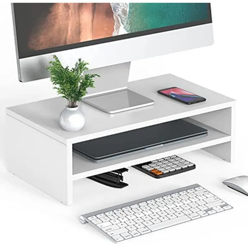 [✅SG Ready Stock] Wooden Laptop Stand Desk Organizer with Storage Compartments