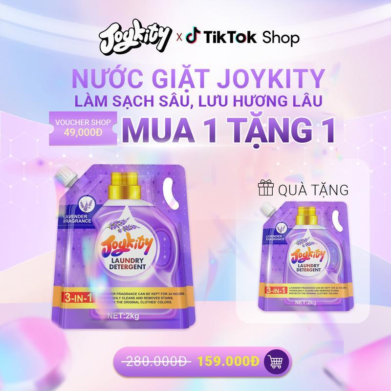 THÙNG 4KG MUA 1 TẶNG 1 Nước Giặt Xả Joykity Hương Lavender Lưu Hương Thơm Lâu Dịu Nhẹ An Toàn Cho Da Làm Sạch Tốt Làm Bền Màu Quần Áo Túi 2kg