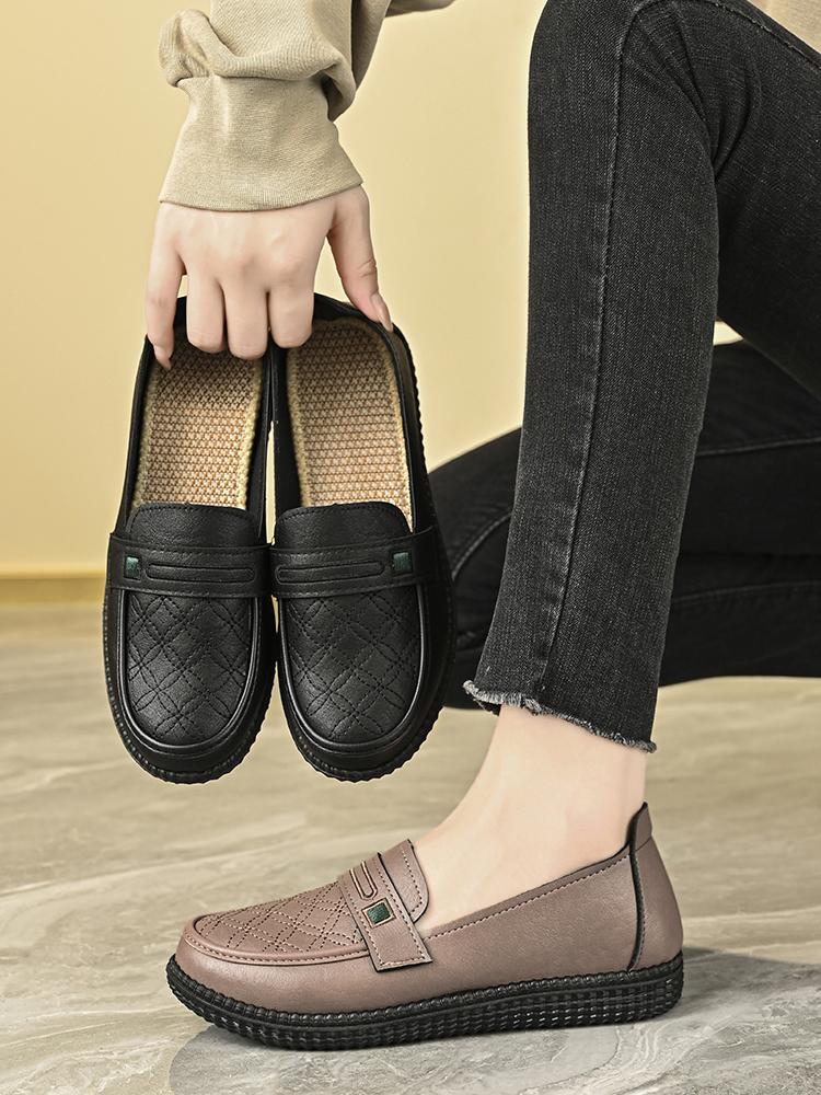 Product Introduction of Sepatu Wanita Flat Shoes Wanita Kulit Korea Kulit Asli Fashion Terbaru Sepatu Kantor Elegan Nyaman Bernapas Ringan Kasual Karet 8
