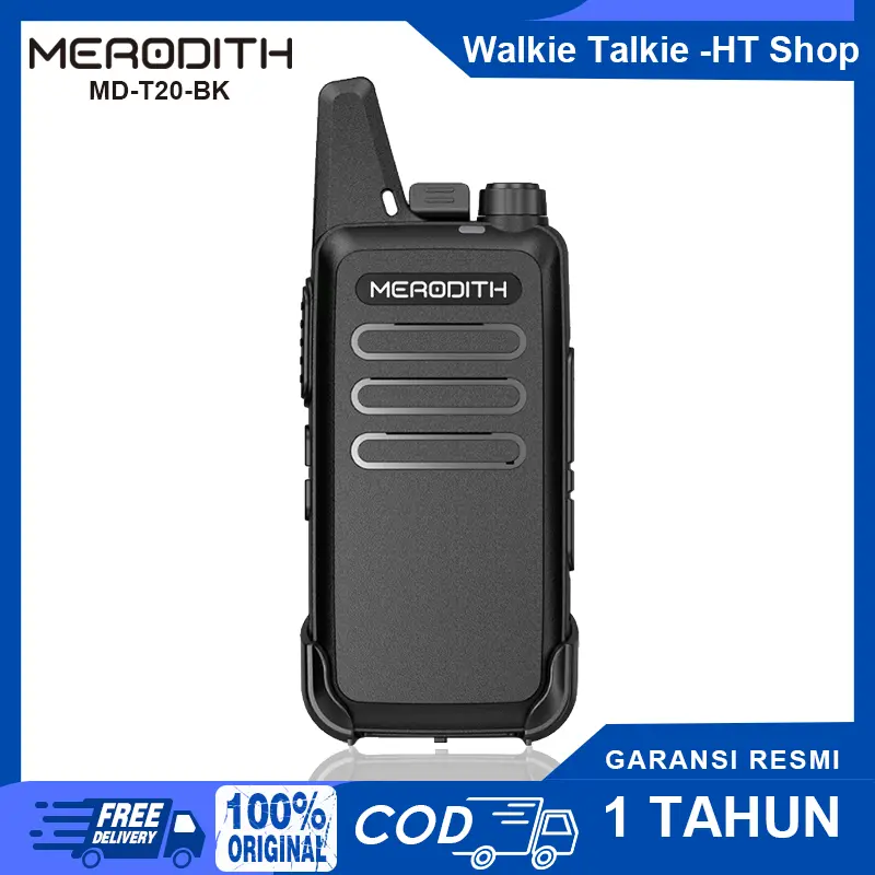 （COD）MERODITH T20 Walkie Talkie UHF 16 Channel | Set 2 Unit | Jarak 1-5 KM | Army Green/Hitam | Kompatibel Win KD C1 | Ideal untuk Outdoor dan Komunikasi Jarak Jauh Ht