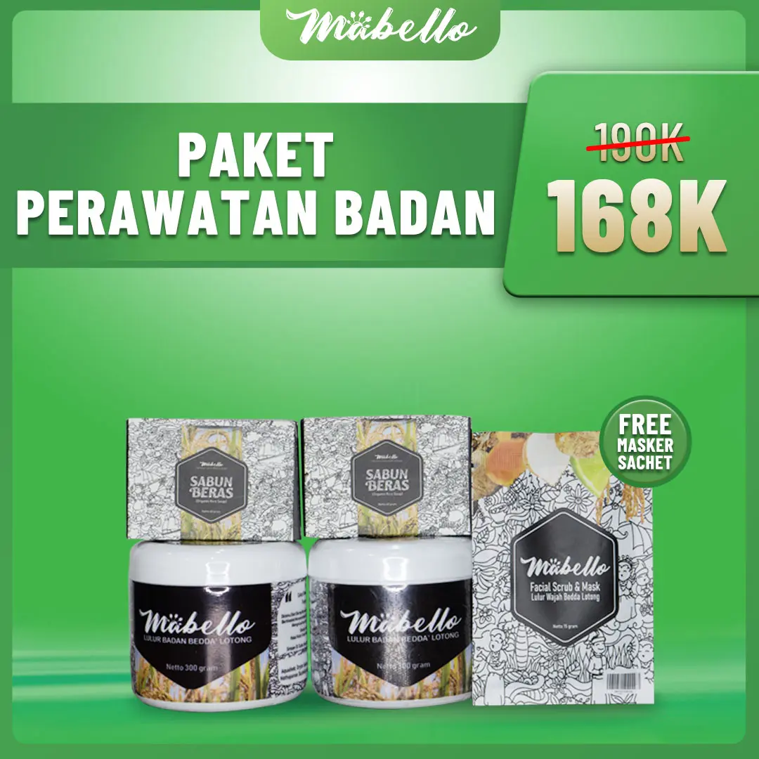 Mabello Paket Perawatan Badan Free Masker Sachet/ Pencerah kulit Tangan/ Minyak zaitun / produk Mandi Cair