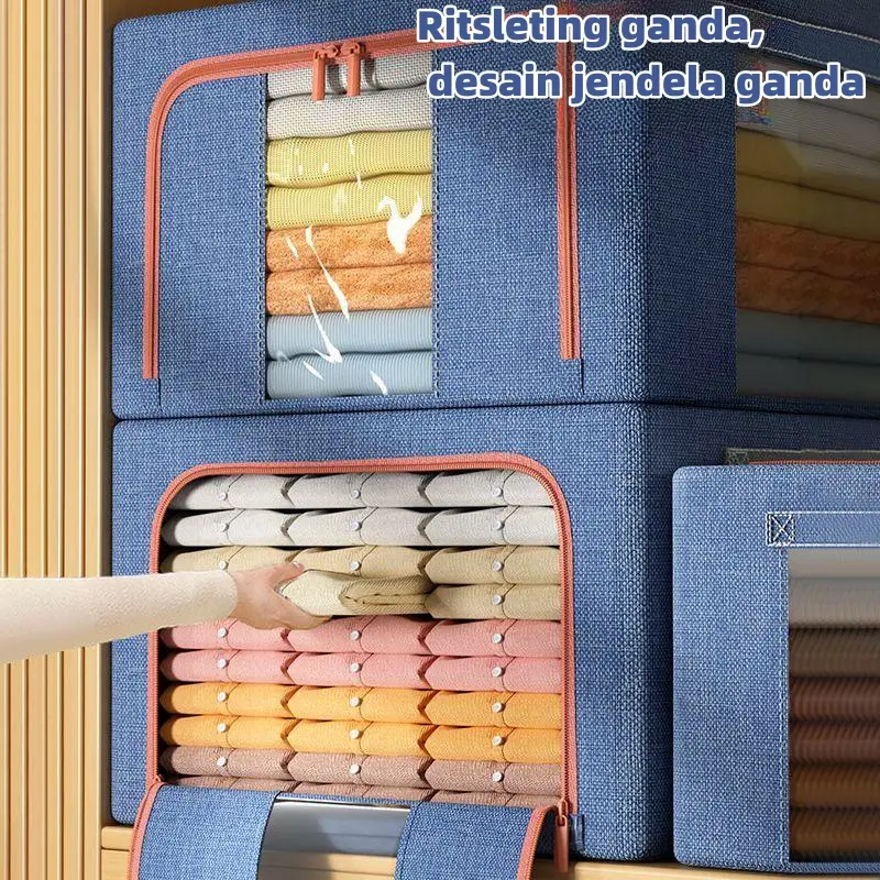 ❤ 110L harga murah ❤storage box besar kotak penyimpanan baju Bisa dilipat box baju tempat penyimpanan Serbaguna Rumah organizer 8