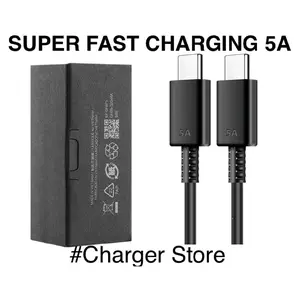 Kabel Data Sam Type C To Type C 5A SUPER FAST CHARGING ORIGINAL 100% M34 A32 A54 A33 A14 S20 A81 A80 A70 A71 S21 Panjang 1 Meter Cable Tebal Charger