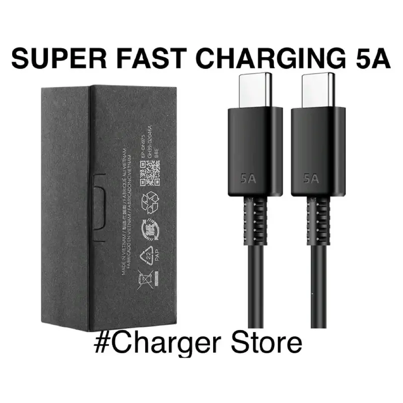 Kabel Data Sam Type C To Type C 5A SUPER FAST CHARGING ORIGINAL 100% M34 A32 A54 A33 A14 S20 A81 A80 A70 A71 S21 Panjang 1 Meter Cable Tebal Charger 0