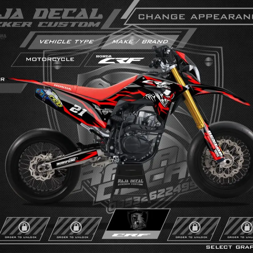 Decal Sticker Honda CRF 150L Custom Disain Brother Supertrail Supermoto