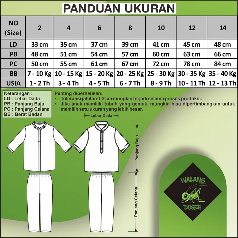 Setelan Baju Koko Anak Suriname 1-13 Tahun Micro Soft Premium 7
