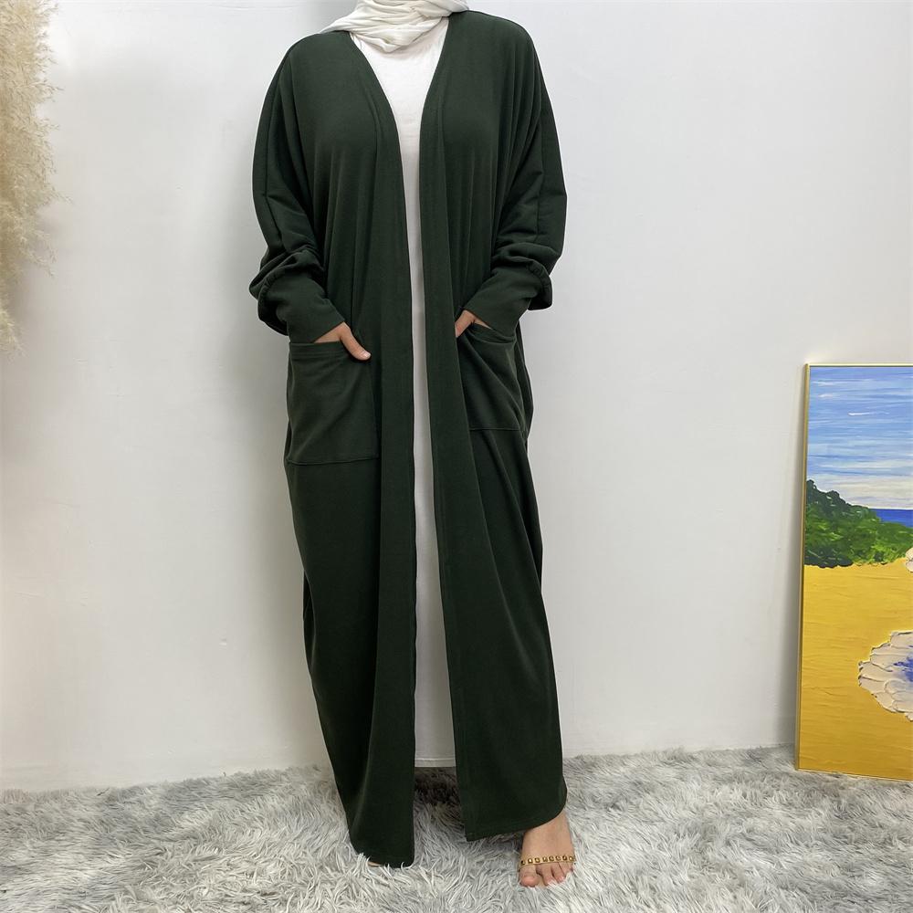 1997# Charpie Fabric Winter Clothing 2024 New Design  6 Color Muslim Abaya Dress - CHAOMENG MUSLIM SHOP