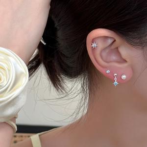 EAR PARTNER-スタースタッドピアス レディース用、ブルーのイヤーボーンスタッドピアス、高級感のあるイヤリング（eh-2289）