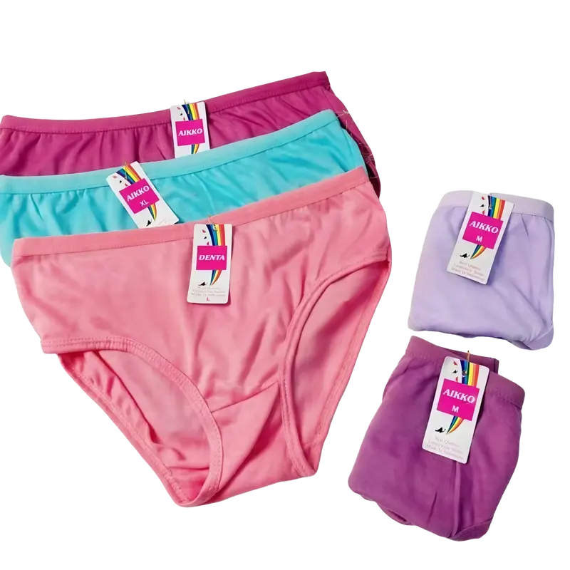 Pakaian Dalam Wanita 12 pcs cd motif polos  dalam wanita premium quality cd wanita size M L XL XXL Katun Dewasa High Hitam  Nyaman Pendek Lembut Waist TebaW dalawa 6