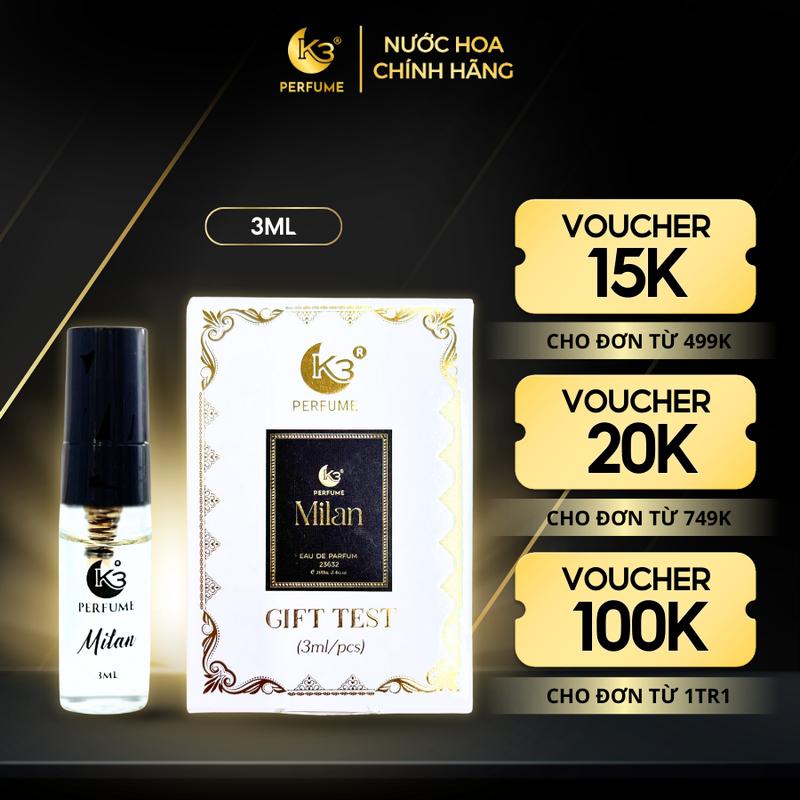 Gift Test Nước Hoa Nam Milan 3ML - K3 Perfume 0