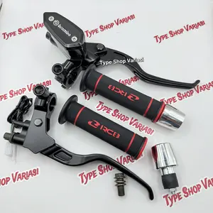 Paket 3in1 Master Rem Tabung Tipe Oval Dan Kotak + Handgrip RCB HG55 Original + Jalu Stang Chrome Universal Handle Kopling Motor Motorcycle