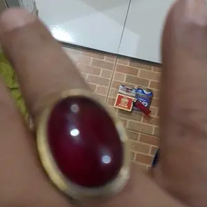 Cincin Titanium Merah Siaam 18x25 - Model Delima - Rings Akik