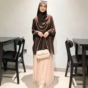 (CRS) Gamis Oneset Alina Sabrina Anti UV Dijual Terpisah Tunik, Pashmina dan Rok
