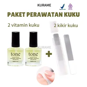 PAKET 2 Nail Vitamin + 2  Kikir Kuku Paket Perawatan Kuku Kering BPOM HALAL Vitamin kuku bosster +Keratin